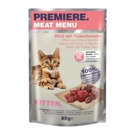 Mokra karma dla kotów - PREMIERE Meat Menu Kitten z wołowiną i sercami indyczymi 12x85 g - miniaturka - grafika 1