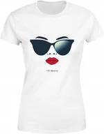 Koszulki i topy damskie - Koszulka damska Stylowe okulary i czerwone usta T-shirt damski - miniaturka - grafika 1
