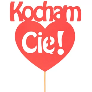 Topper Kocham Cię! Serce Czerwone - Dekoracje i nakrycia stołu na imprezę - miniaturka - grafika 1