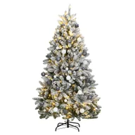 Choinki - vidaXL Sztuczna choinka na zawiasach, 300 lampek LED i bombki, 300 cm - miniaturka - grafika 1