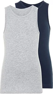 NAME IT chłopięcy 2-pak podkoszulek/topy, wielokolorowy (Grey Melange Grey Melange), 92 cm - Koszulki i topy damskie - miniaturka - grafika 1