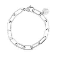 Bransoletki - Modna srebrna bransoletka damski łańcuch paper clip ze stali szlachetnej - Manoki - miniaturka - grafika 1