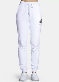 Spodnie damskie - Spodnie dresowe damskie białe Armani Exchange 8NYPCX YJ68Z 1000 - grafika 1