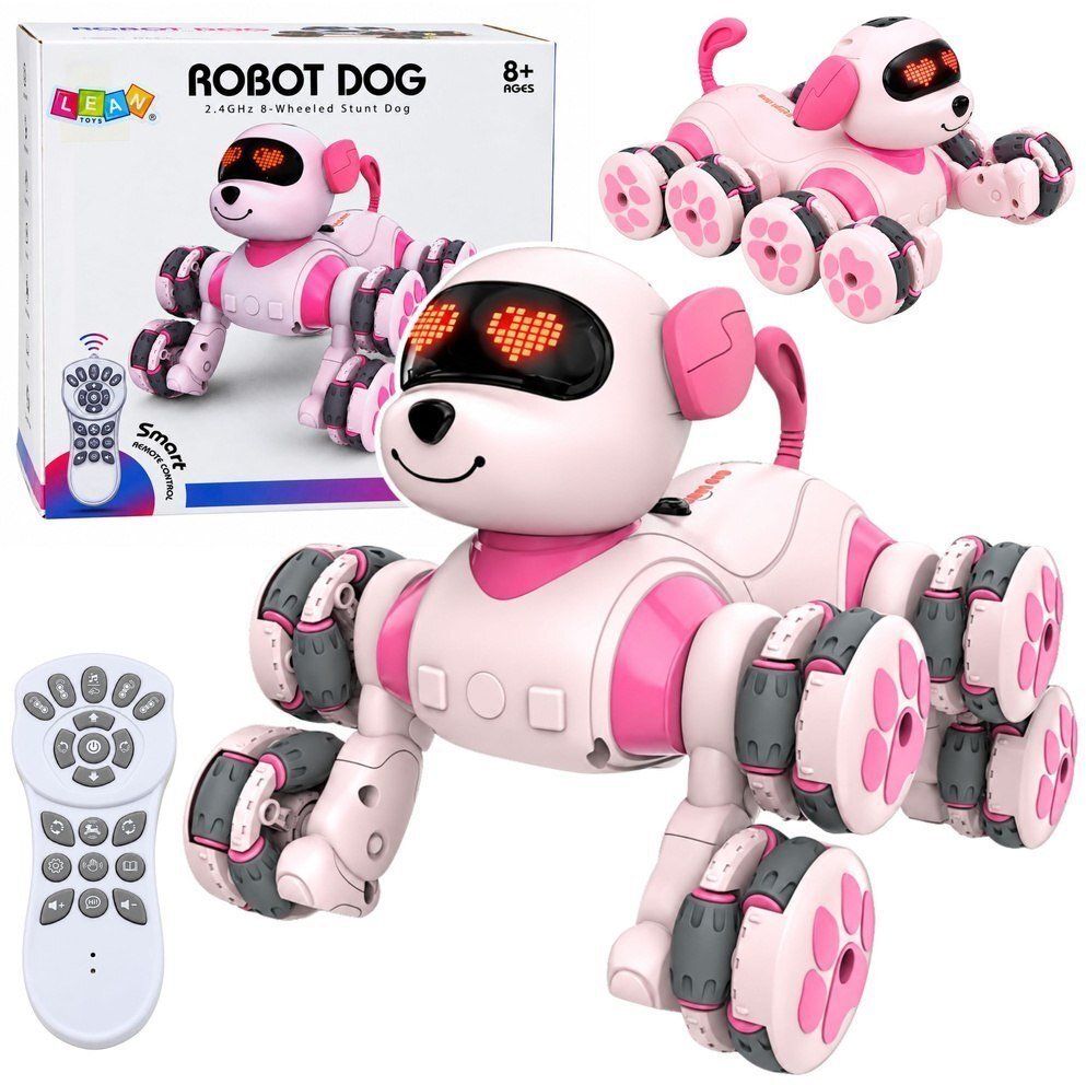 LeanToys Pies Robot Zdalnie Sterowany RC 8 Kół Drift 360° Akrobacje Różowy