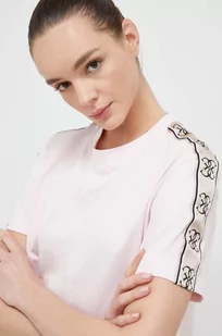Guess t-shirt bawełniany kolor różowy - Koszulki sportowe damskie - miniaturka - grafika 1