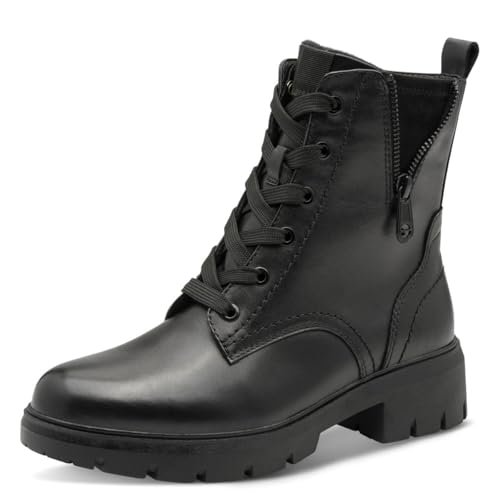 TAMARIS Damskie buty Comfort Lace Boot Flat Półdługie kozaki, Black Uni NAP, 41 EU, Black Uni Nap, 41 EU