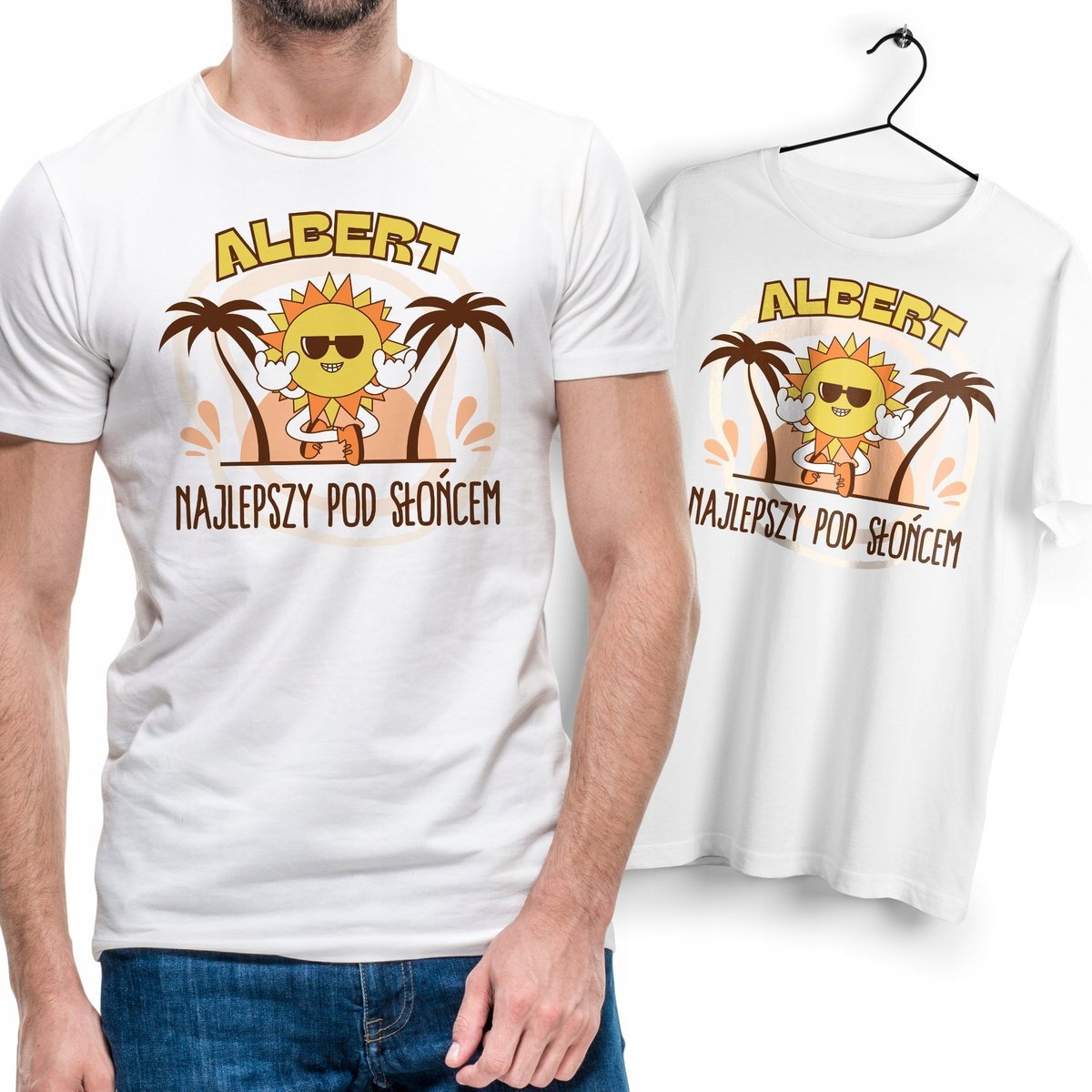 Koszulka Męska Biała Dla Alberta T-Shirt Podkoszulek Nadruk Na Prezent