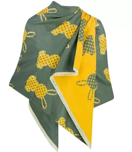 Ciepły szal szalik dwustronny króliczki dzianina - Apaszki i szaliki damskie - miniaturka - grafika 1