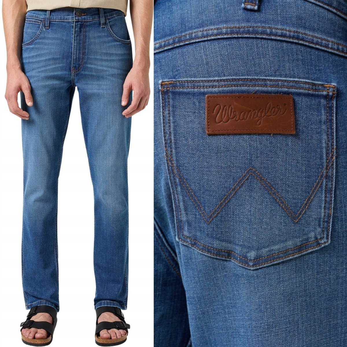 Wrangler REGULAR FIT Boone elastyczne proste spodnie jeansowe W40 L34