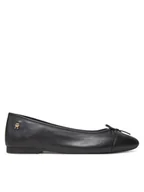 Baleriny - Tommy Hilfiger Baleriny Toe Cap Leather Ballerina FW0FW08759 Czarny - miniaturka - grafika 1