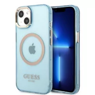 Etui i futerały do telefonów - Etui Guess do iPhone 13 6,1" niebieski/blue hard case Gold Outline Translucent MagSafe - miniaturka - grafika 1