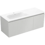 Szafki łazienkowe - Mexen Rivel szafka łazienkowa 120 cm z umywalką Vela lewą, 1S, 1D, ryflowana, szara mat/biała mat - 91A23-12047-3-BBFF62-W23L01 - miniaturka - grafika 1