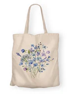 Torby i wózki na zakupy - Torba bawełniana z nadrukiem błękitne kwiaty - miniaturka - grafika 1