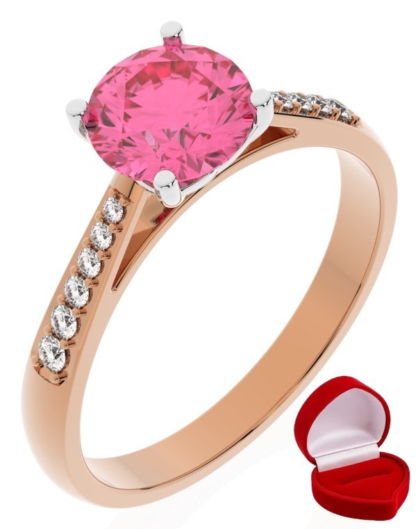 ZŁOTY PIERŚCIONEK ZARĘCZYNOWY 585 14k SZAFIR 1 ct RÓŻOWE ZŁOTO R10