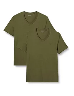 Koszulki męskie - MUSTANG Męski t-shirt z dekoltem w serek, Ivy Green 6421, 3XL (2 sztuki) - grafika 1