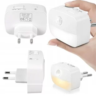 Lampka nocna LED z czujnikiem ruchu do gniazdka EU 3 barwy światła Alogy Night Light Biała - Etui i futerały do telefonów - miniaturka - grafika 1