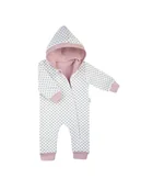 Kombinezony dla dzieci - Dziewczęcy kombinezon w kropeczki kremowe Nicol,r.74 - miniaturka - grafika 1