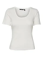 Koszulki i topy damskie - VERO MODA Women's VMCASJA SS TOP NOOS T-Shirt, Snow White, M, Snow White, M - miniaturka - grafika 1