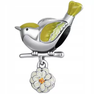CHARMS PTAK NA GAŁĘZI koralik beads srebro pr 925 CH453 - Wisiorki - miniaturka - grafika 1