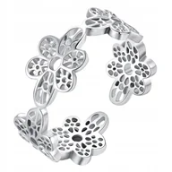Pierścionki - Pierścionek Srebrny Pierścionek Regulowany Ażurowe Kwiaty Srebro 925 Trusky - miniaturka - grafika 1
