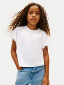 Koszulki dla dziewczynek - Tommy Hilfiger T-Shirt KG0KG08970 D Biały Regular Fit - miniaturka - grafika 1