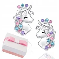 Biżuteria dla dzieci - Kolczyki srebrne jednorożce dla dziewczynki dzieci sztyfty wkrętki srebro - miniaturka - grafika 1