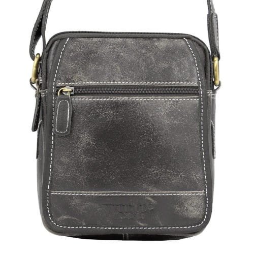 Skórzana listonoszka męska WILD TIGER czarna