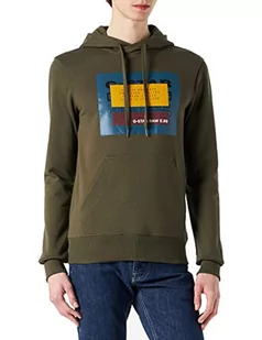 G-STAR RAW Oryginalna męska bluza z kapturem, Zielony (Shadow Olive D21163-a613-b230), M - Bluzy męskie - miniaturka - grafika 1