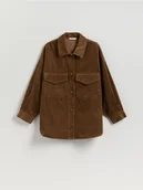 Koszule damskie - Reserved - Sztruksowa koszula z kieszeniami - brązowy - miniaturka - grafika 1