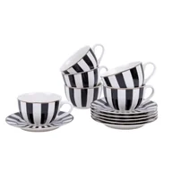 Serwisy do kawy i herbaty - Serwis kawowy porcelanowy AMBITION Ribs 6 osób (12 elementów) - miniaturka - grafika 1