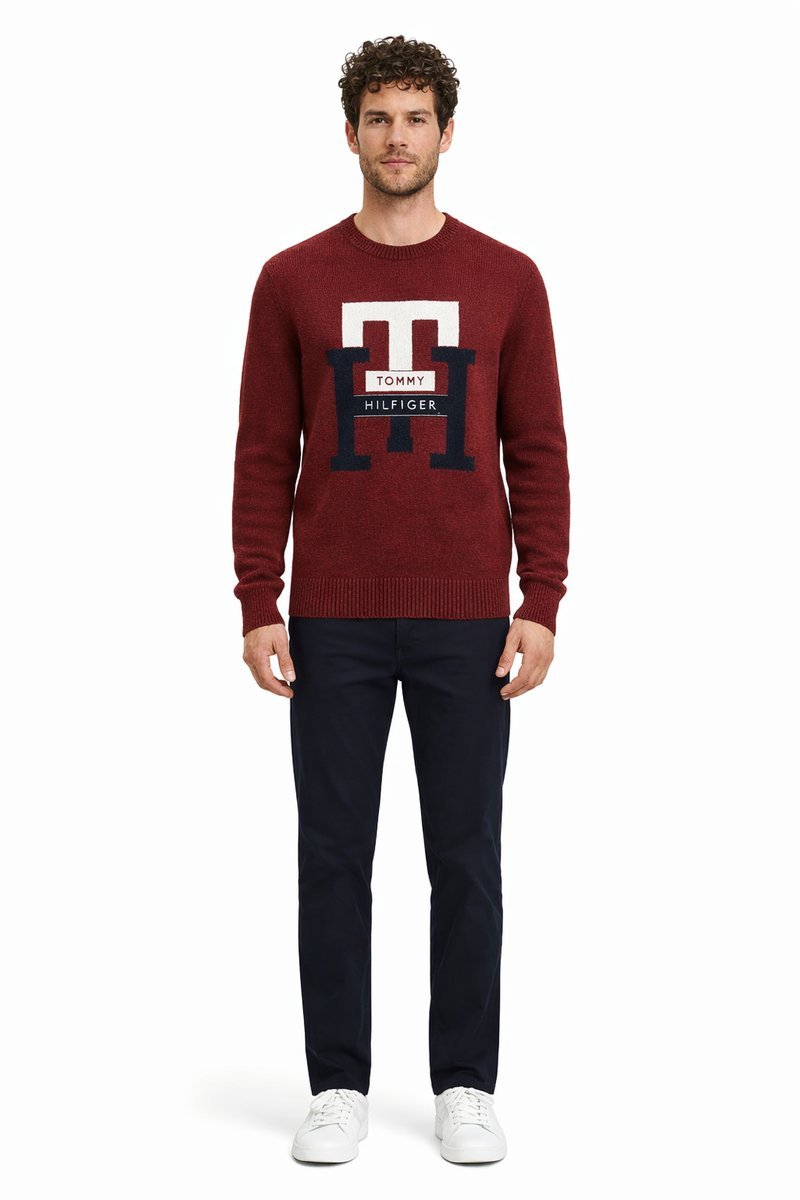 TOMMY HILFIGER SWETER MĘSKI WEŁNIANY OKRĄGŁY DEKOLT M I3A