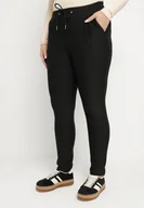 Spodnie damskie - Czarne Spodnie z Bawełną Wysokim Stanem i Wiązaniem Dannaria - miniaturka - grafika 1