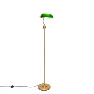 Lampy stojące - QAZQA Klasyczna notarialna lampa podłogowa brąz z zielonym szkłem - Banker - miniaturka - grafika 1