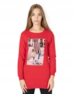 Bluzy damskie - Długa Bluza Tunika Damska Bawełniana 249-03 r S - miniaturka - grafika 1