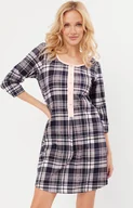 Piżamy damskie - Bawełniana koszula nocna damska z 3/4 rękawem Dona, Kolor granatowo-beżowy, Rozmiar S, Italian Fashion - Primodo.com - miniaturka - grafika 1
