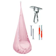 Fotele i pufy dla dzieci - Huśtawka wisząca fotel różowy hamak dla dzieci - miniaturka - grafika 1