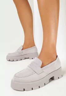 Szare Mokasyny na Grubej Podeszwie Samil - Mokasyny damskie - miniaturka - grafika 1