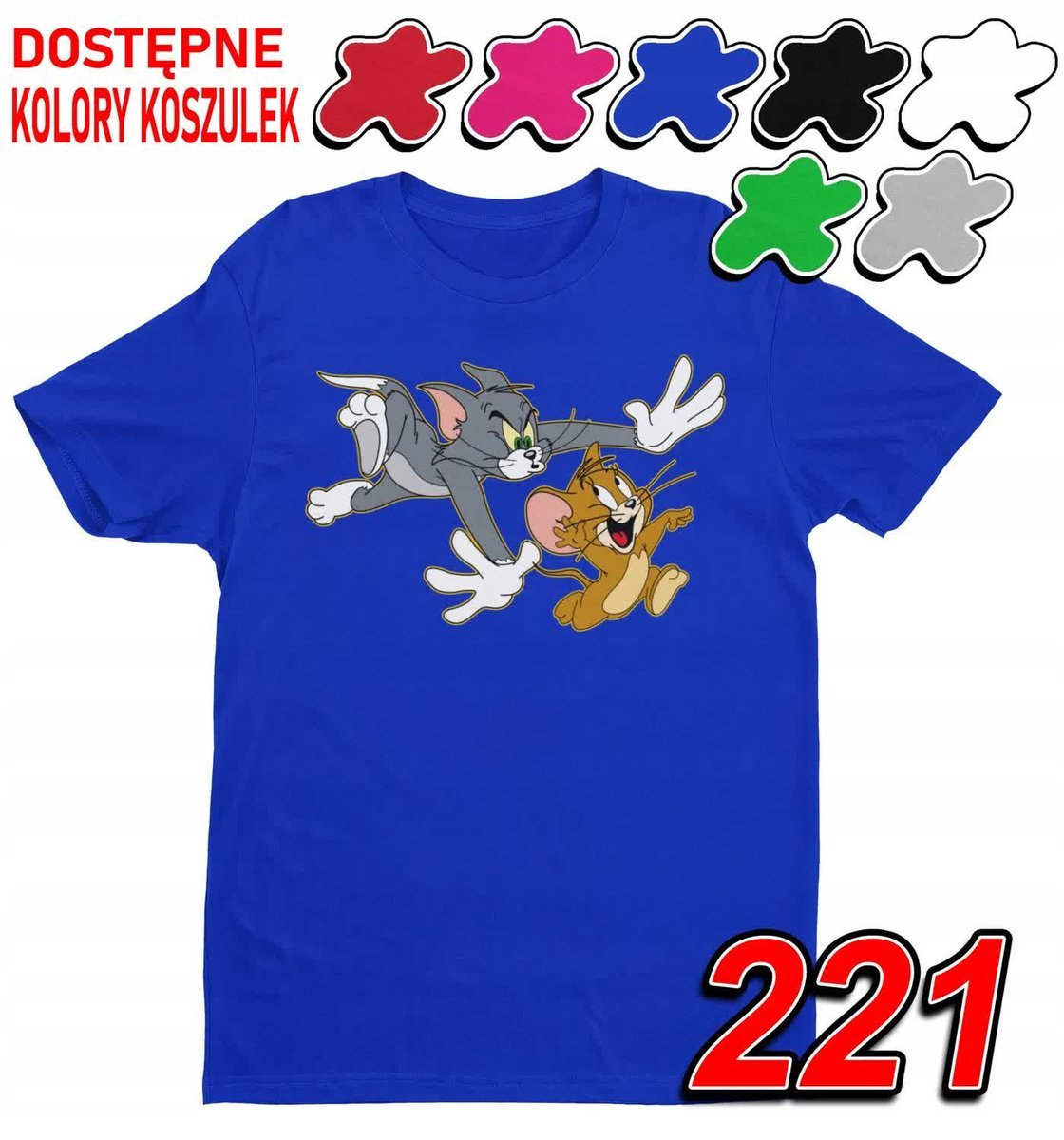 Dziecięca Koszulka T-Shirt Z Nadrukiem Rom Jerry Kot Myszka -M 134-140