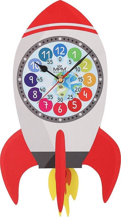 MPM Zegar ścienny dziecięcy rakieta MPM E05.4468.B 20 x 55 cm