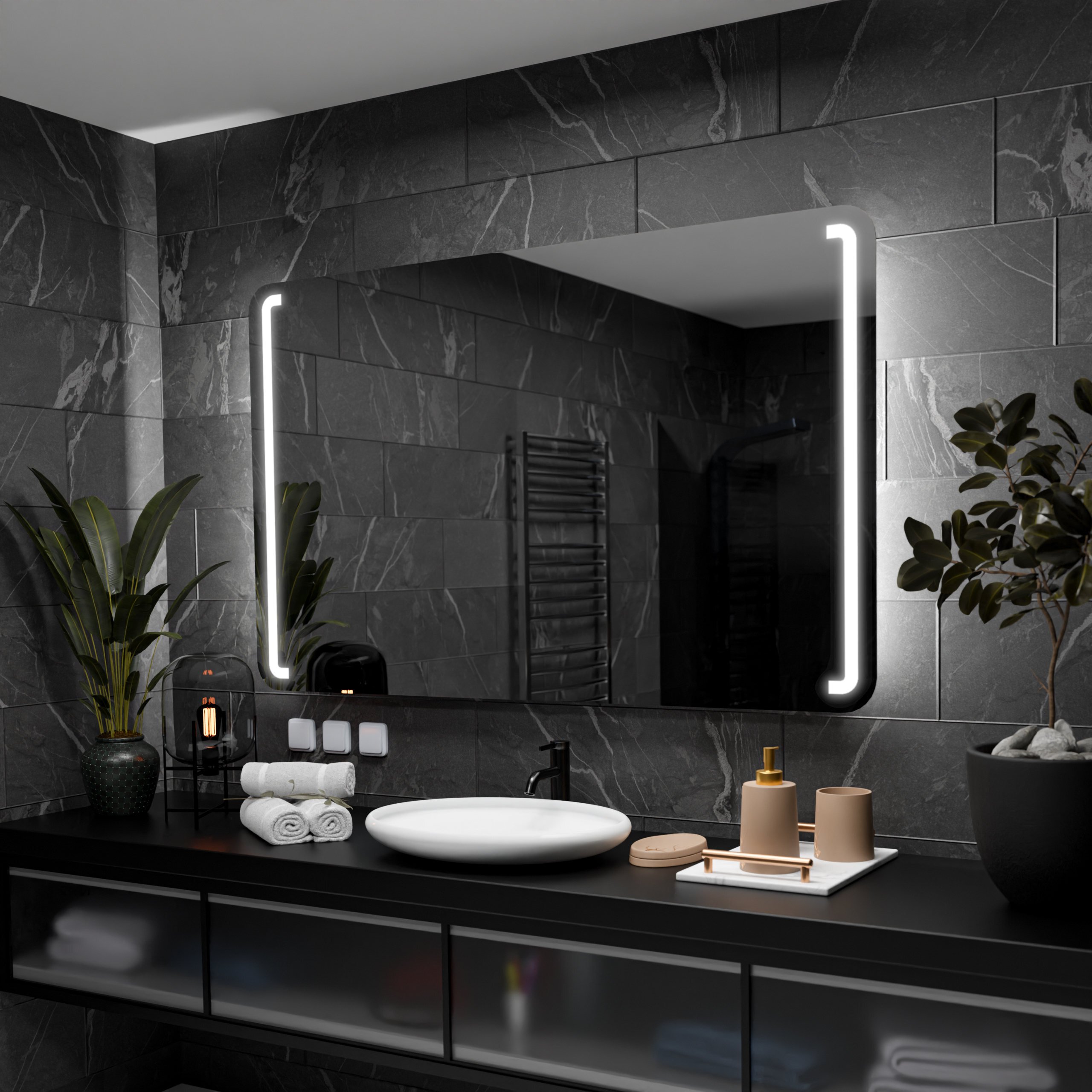 Prostokątne lustro łazienkowe z podświetleniem LED - Oslo - 150x70cm