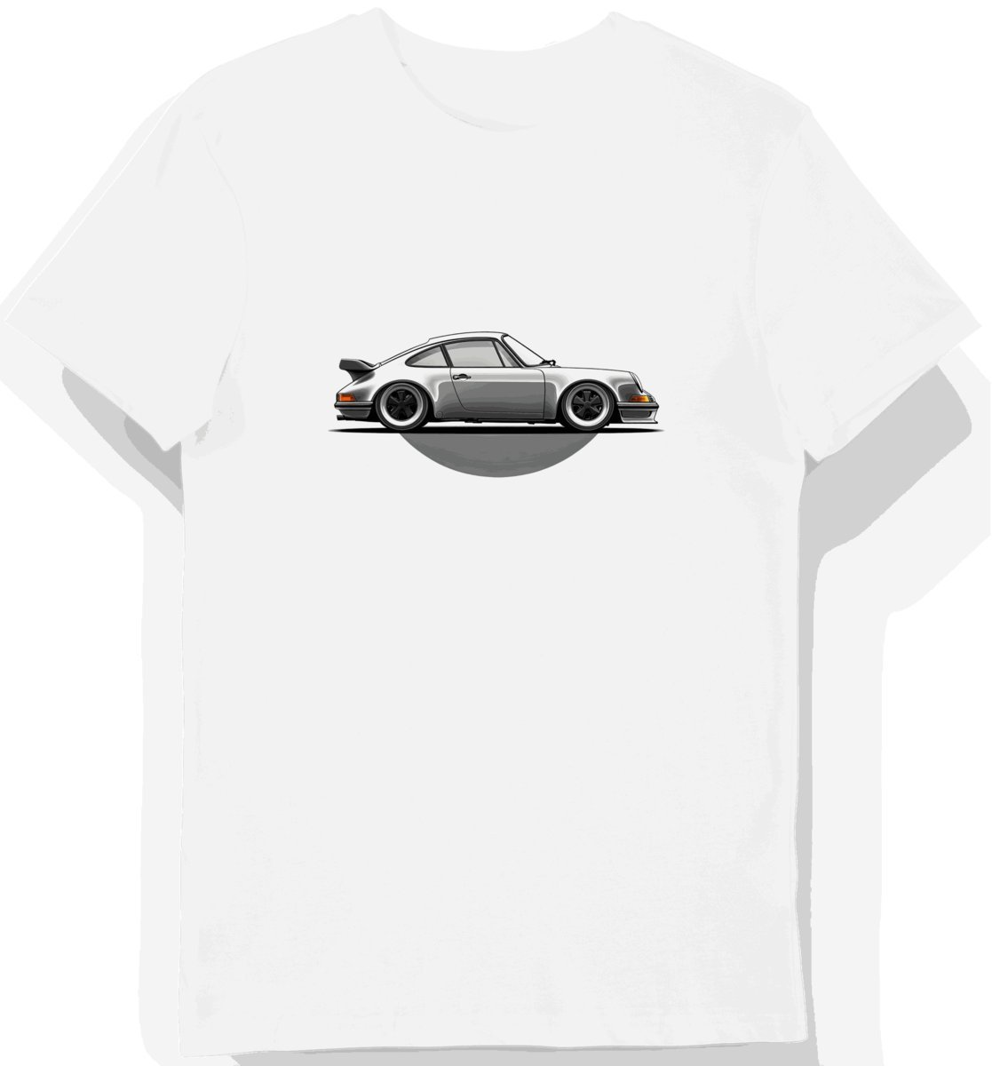 Koszulka męska biała z Sylwetką Klasycznego Porsche 911 M