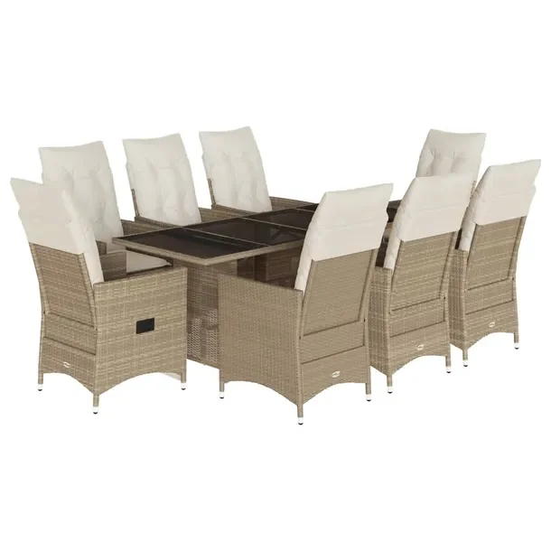 Zestaw mebli ogrodowych beżowy z rattanem PE, 6 krzeseł, stół 190x80x75