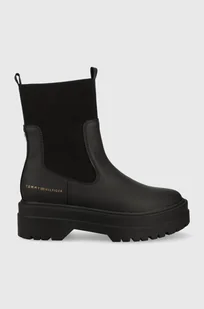 Tommy Hilfiger sztyblety FEMININE SEASONAL damskie kolor czarny na platformie FW0FW07226 - Botki damskie - miniaturka - grafika 1