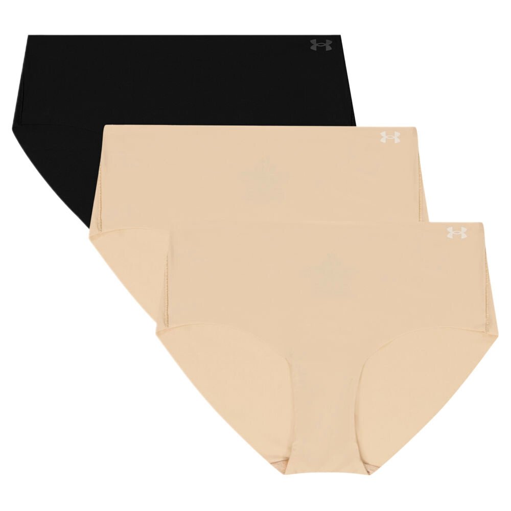 Majtki damskie Under Armour Pure Stretch No Show Hipster - Solid 3Pack Hue 500 W/Black M
