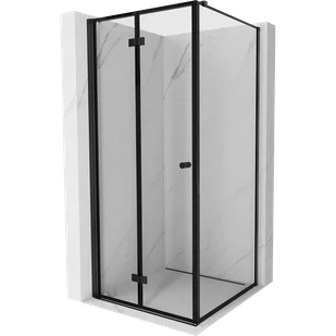 Mexen Mist-F kabina prysznicowa składana lewa 80 x 80 cm, czarna ramka, czarna - 8A6T-080-080-70-70-L - Kabiny prysznicowe - miniaturka - grafika 1