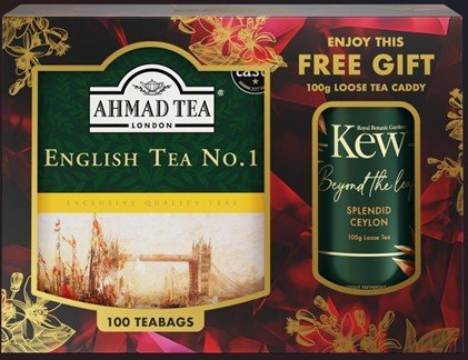 Ahmad Tea zestaw herb.100tb+ Kev liść puszka 100g