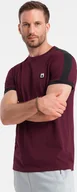 Koszulki męskie - Ombre T-shirt męski bawełniany z kontrastującymi wstawkami - bordowy V2 S1632 M - miniaturka - grafika 1