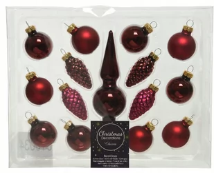 Bombki choinkowe bordowe zestaw ze szpicem 15 szt. - Bombki - miniaturka - grafika 1