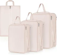 Akcesoria podróżnicze - Torby do Pakowania 4-Częściowy Organizer Wodoodporny Podróżny Beżowe - miniaturka - grafika 1