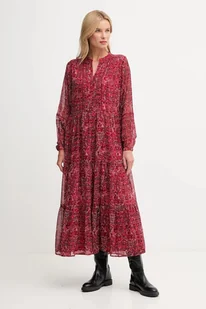 Pepe Jeans sukienka kolor bordowy maxi rozkloszowana PL9537703 - Sukienki - miniaturka - grafika 1